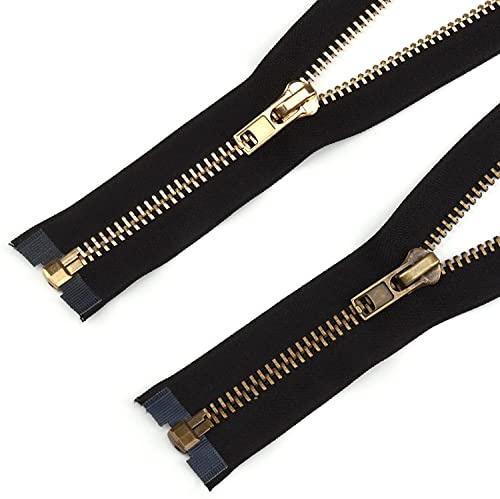 DOITEM 55 cm #8 Große Reißverschluss Metall Reißverschluß teilbar Reissverschluss für Jacken Nähen Mäntel, 2Pcs (bronzefarbene und Hell Gold)