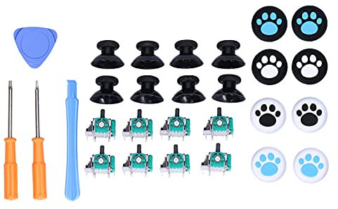 Kit de Reparación para Xbox One Controlador, Joysticks Analógicos 3D Tapa de Silicona con Palanca de Mando con Destornillador T6 T8 Piezas de Repuesto del Controlador para(QM21070991 (Pata de Gato))
