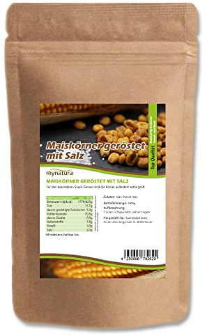 Mynatura Giant Corn Maiskörner geröstet mit SALZ I Getreide I Mais I Salzig I Snack I Vegan I Knusprig I Knabbern I Beutel (2x 1000g)
