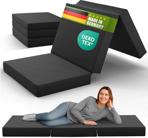 SHOGAZI Klappmatratze 80x190 x 12 cm, Gästematratze klappbar Made in Germany, Faltmatratze VERGLEICHSSIEGER, ultimativer Schlafkomfort, Orthopädischer Kaltschaum - Anthrazit