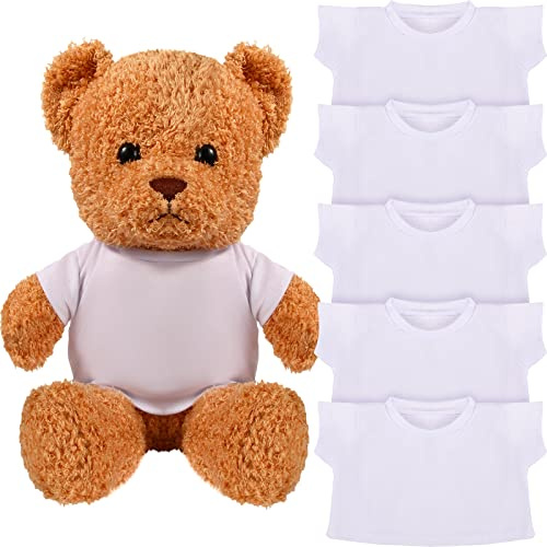 Skylety 6 Stück Mini T-Shirts für Bären für Puppen 14-18 Zoll, Weiß | Oberteile und Bekleidung, Für Kuscheltiere, Plüschtiere, Puppen und Bären, Runder Halsausschnitt, Einfarbiges Design