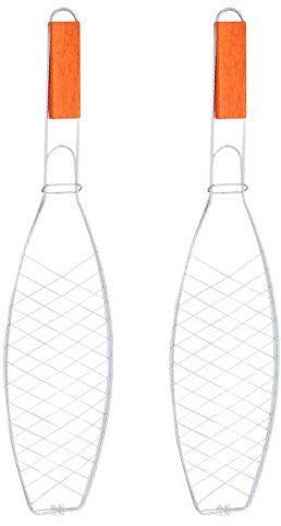Fischgrillclip 2 Stück mit Holzgriff und Edelstahl für Weihnachten Event