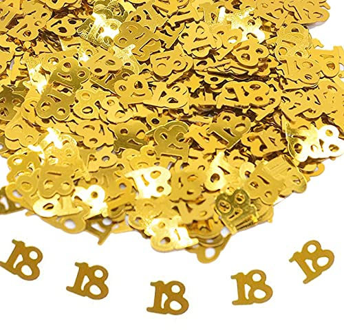 18. Geburtstag Jubiläum Konfetti goldene,Zahlenkonfetti Tischdeko Streudeko,Streudeko für Geburtstagsfeier, Motto-Party,Geburtstags Zahlen-Konfetti,Glitter Geburtstags-Deko, Gold