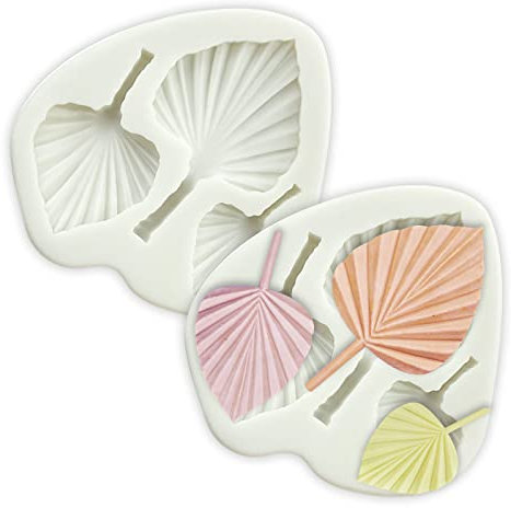 2 x Blatt-Silikonformen, Fächerpalmblatt-Fondant-Tonformen, 3D-Palmblatt-Form, Schokoladenformen für Kuchendekoration, Boho-Leckereien, Süßigkeiten, Schokolade, Basteln
