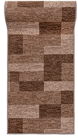 Mazovia rutschfest Teppich Läufer Flur - Modern Geometrische Muster Teppichläufer - Kurzflor Flurläufer für Vorzimmer, Schlafzimmer, Küche - ÖKO-TEX Zertifiziert - Meterware Beige - 100 x 700 cm