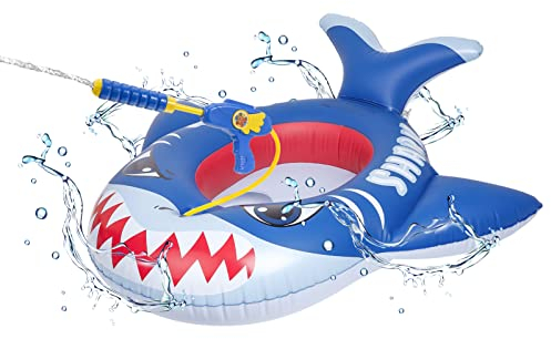 olyee Hai Aufblasbares Boot Schwimmring, Aufblasbares Schwimmring für Babys mit Wasserpistole, Boot Kinder Aufblasbar Lustiges Schwimmspielzeug für Kinder im Alter von 2–10 Jahren