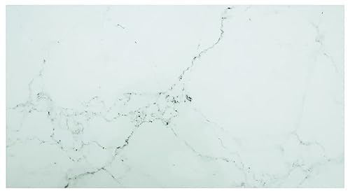 homiuse Tischplatte Weiß 120x65 cm 8 mm Hartglas in Marmoroptik Rechteckig Desktop Gehärtetes Glas Tischplatte Ersatzteil für Esstisch Couchtisch Garten Tische Langlebig Leicht Reinigen Einfacher