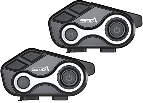 SCSYIGA Motorcycle Helmet Bluetooth Intercom, S-8X Ski Helmet Bluetooth Headset Motorbike Communication Systems, 1000M Up to 2 Riders Universal Intercom With FM, Noise Cancellation, Waterproof(DOU)