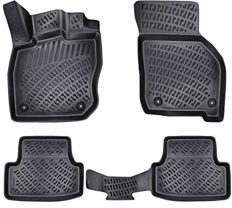 Rizline Passgenau 3D Fussmatten Auto Kompatibel mit Audi A3 S3 RS3 8Y 2020-2025 Auto Zubehör 1. und 2. Reihe Gummimatten Autos TPE Allwetter Geruchlos rutschfest Vorne & Hinten Schwarz