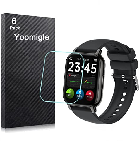 Yoomigle 6 Unidades Protector de Pantalla Compatible with Popglory P66 1.85 HD Claro Suave Protectors para P66 1.85 Pulgadas Smartwatch No Vidrio Alta Definicion
