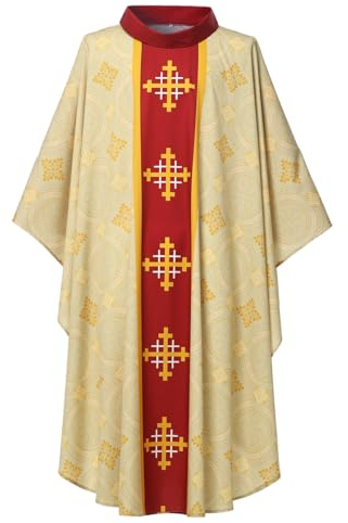 COSDREAMER Disfraz unisex de iglesia de sacerdote, clero, casulla católica, disfraz de misa católica (amarillo, XL)