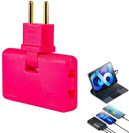 Stronrive Prise Pliable, Fiche Plate d'Prise électrique à 2 Broches, Convertisseur Puissance Prise européenne Voyage avec tête rotative à 180 degrés