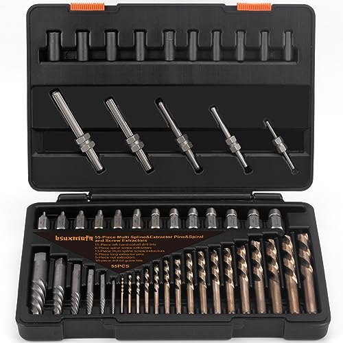 BSUXMAFG Schraubenausdreher-Set, 55-teiliges Easy Out Bolzenausdreher-Set