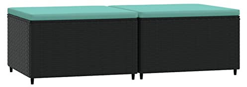 Tidyard Gartenhocker mit Kissen 2 STK.Fußhocker Gartensofa Sofa Sessel Gartenmöbel Sitzmöbel Fußbank Ottomane Fußschemel Polsterhocker Sitzbank Sitzhocker PE-Rattan,pulverbeschichteter Stahl Stoff
