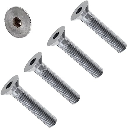 TERF® M12 X 100mm Hex Socket Countersunk Machine Screw M12 (12mm) X 100mm Allen Key Bolts Hexagonal Socket Countersunk Machine Screws - Pack of 4
