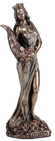 Veronese Design Fortuna, die griechische Göttin des Glücks und des Glücks, Kunstharz, Kaltguss, Bronze-Finish, 16,5 cm