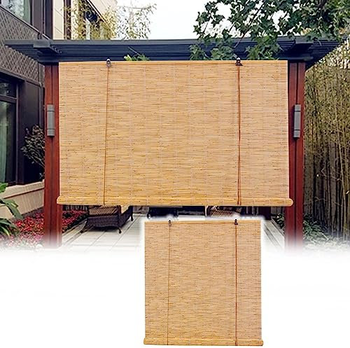 BEUTEE Jalousien Blockieren Schilf Vorhang Vorhang Outdoor Wasserfest Retro Carbonization Natural Schilf Vorhang Sonnenschutzrollos Atmungsaktiv Lichtfilternde (Size : 140 * 330cm/55 * 130in)