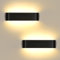 Lightess 2er 16W Wandlampe Schwarz Wandleuchte Innen LED Modern Up Down Licht Wandbeleuchtung Warmweiß Treppenhuas Beleuchtung IP44 für Wohnzimmer Schlafzimmer Flur Treppen usw, aus Aluminium