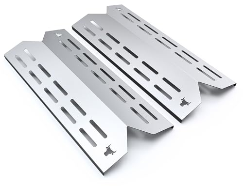 tuning-art GA24 Gasgrill Brennerabdeckung Edelstahl kompatibel mit Landmann Triton 2.0 und 2.1 | Brennerschutz | Passgenau, Farbe:2er Set Chrom Bulle