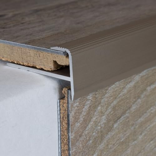 PROVISTON Profilo per bordatura e finitura, in alluminio, 15,5 x 34 x 1000 x 8,5 mm, bronzo chiaro, profilo di chiusura, profilo per pavimento