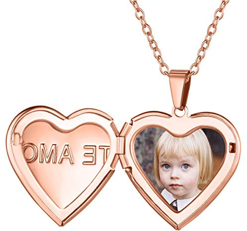 FaithHeart Collier Arbre de Vie Coeur Rose Personnalisé Prénom Pendentif Porte Photo Personnalisable Bijoux pour Elle Maman