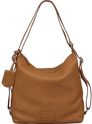 Burkely Soft Skylar Backpack Hobo – Leder Damen Rucksack – Umwandelbare Schultertasche mit Silberdetails