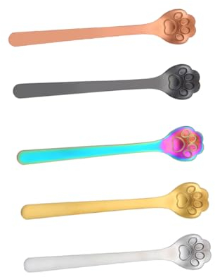Alipis 5pcs Stainless Steel Cat Paw Coffee Spoon Set Creative Mixing Spoon Tableware Scoop for Home Restaurant