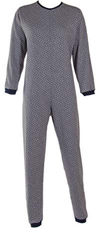 Emy Pyjama für Damen und Herren – Gesundheits-Pyjama für ältere Menschen mit Reißverschluss hinten, Schlafanzug für ältere Menschen aus 100% Baumwolle in Italien, Tondino Blue, XL