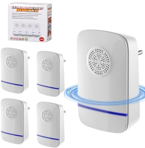Répulsif Ultrason Anti-Rongeurs Insectes 4 Pack, Ultrason Anti Moustique Ultrason Souris et Rats, Insectes Répulsif Électronique Anti Souris, Rats, Fourmis, Araignées, Moustiques, Cafards