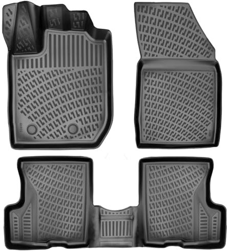 Rizline Passgenau 3D Fussmatten Auto Kompatibel mit Dacia Duster 4X4 2.Gen. Facelift 2022-2024 Gummimatten Auto Zubehör 1. und 2. Reihe TPE Allwetter Geruchlos rutschfest Vorne & Hinten