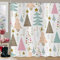 ASDCXZ Weihnachten Duschvorhang 180x180 cm, Cartoon Bunt Weihnachtsbaum Schneeflocke Weihnachtlich Weiß Waschbar Bad Duschvorhänge Polyester Textil Wasserdicht Duschvorhang für Badewanne mit 12 Haken