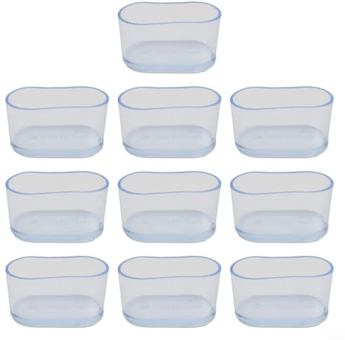 Lot de 10 capuchons ovales en caoutchouc PVC anti-rayures pour pieds de chaise, protection de sol, transparent et noir (transparent, 15 x 30 mm)
