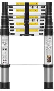YGLEEULI Telescopic Ladder Extension Ladder 10.5FT Aluminum Telescopic Ladders with Carry Bag for Outdoor Indoor Use