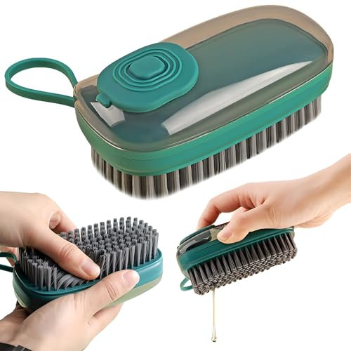 Brosse de Nettoyage avec Réservoir de Savon Intégré – Lot de 2 – Outil Ergonomique Multi-Usages – Poignée Antidérapante, Tête Remplaçable – Idéal pour Vaisselle, Salle de Bain, Surfaces et Plus