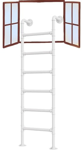 Fire Escape Ladder, 4ft 5ft 6ft 7ft 8ft Height Basement Window Well Egress Ladder, Heavy Duty Wrought Iron Metal Step Ladder for Loft Safety Climbing Ladders(105cm/41in)