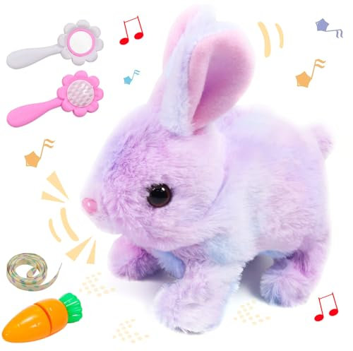 Jouet de Lapin Rebondissant, Lapin en Peluche Jouet électrique, Interactive Electronic Pet, Jouet électronique Interactif en Peluche avec Son, Lapin en Peluche pour Pâques, Jouet Interactif Lapin