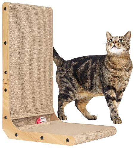 ONVAYA® Kratzbrett für Katzen ǀ mit Spielkugel ǀ stabil und langlebig ǀ für Hauskatzen jeder Größe ǀ vielseitiges Design ǀ Kratzpappe in L-Form