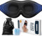 INNELO Masque de sommeil 3D pour dormeurs latéraux, 100% anti-lumière, confortable pour femmes et hommes, avec pochette & bouchons d’oreilles, avion, bureau, bleu foncé