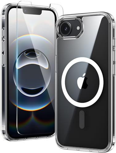 FNTCASE for iPhone 16e Case Clear: Magnetic Rugged Protection | Military Grade Slim Anti Yellowing Cell Phone Cases | Shockproof Scratch-Resistant Transparent Cover (Clear)