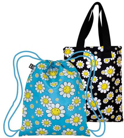 LOQI SMILEY Flowers Reversible Recycled Backpack