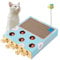 Trintion Corrugated Cardboard Cat Scratcher 3-in-1 Cat Toy with Whack-a-Mole Game, Scratching Pad, and Teaser Stick, Multi-Functional Scratcher for Indoor and Outdoor