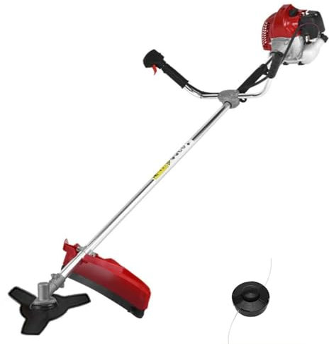2 in 1 Petrol Grass Trimmer String Strimmer, Grass Line Trimmer and Edger for Garden, 255mm Metal Cutting Blade, Split Shaft, 52cc 2-Stroke Engine