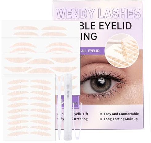 Eyelid Lift Strips 4 Types 640PCS,Invisible Double Eyelid Tape Kit with Y-Shaped Fork & Clip,Waterproof Eye Stickers for Monolid and Lash Extensions(LS-640p)