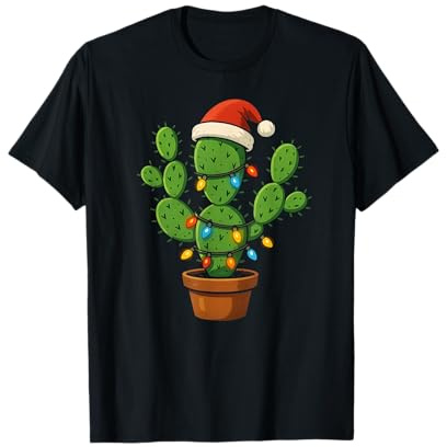 Christmas Lights Cactus Lover Funny Xmas for Men Women T-Shirt
