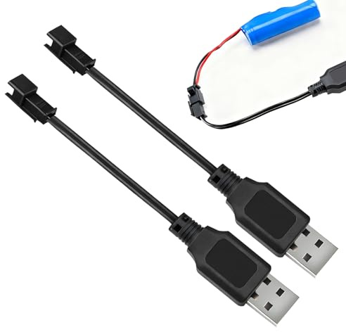 Funver 2 Pièces Chargeur Câble RC Universel, Chargeur Batterie 3.7V USB Utilisé sur RC Jouets Voiture TANK Trucks Trains Boat(3.7V)