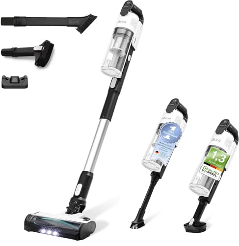 Levoit Cordless Vacuum Cleaner, Anti-Hair Wrap, 100,000 RPM Brushless Motor | 99.7% Hard Floor Clean, Up to 50 Min Runtime, 5-Level Filtration, 8-in-1 Tools for Pet Hair, Carpets & Cars, LVAC200