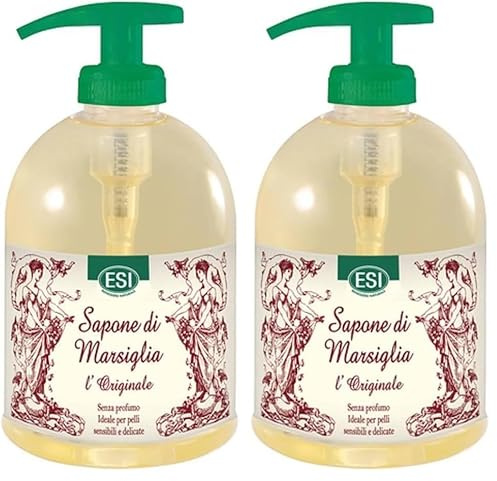 ESI, Sapone di Marsiglia Liquido, l'Originale, Idrata, Nutre e Lenisce la Pelle, Azione Protettiva della Cute, Dermatologicamente Testato, Senza Profumi e Coloranti, 500 ml (Confezione da 2)