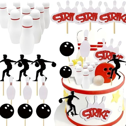 23 Piece Bowling Cake Decorations, Sports Theme, Bowling Birthday Party Decor, Kids' Party Decor, Sports Activities, Baby Shower Graduation Corporate Events Holiday Celebrations Cake Decor