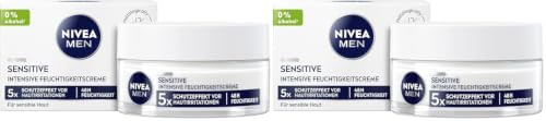 NIVEA MEN Sensitive Intensive Feuchtigkeitscreme, Gesichtscreme mit 48h Feuchtigkeit für empfindliche Männerhaut, Gesichtspflege zur Linderung von Hautirritationen (50 ml) (Packung mit 2)