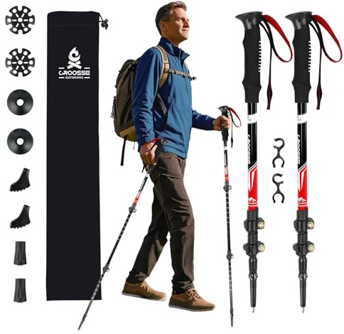 Bastones de Trekking Telescópicos Ligeros de Aluminio, Pack de 2